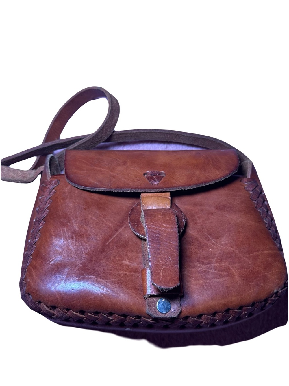 Vintage Leather Crossbody Bag in Brown - Classic Handcrafted Style